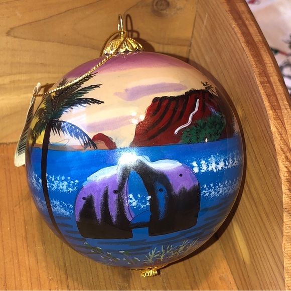 Aloha Maui Reverse Inside Painted Glass Christmas Ornament Lovers Tropical. - Picture 5 of 5